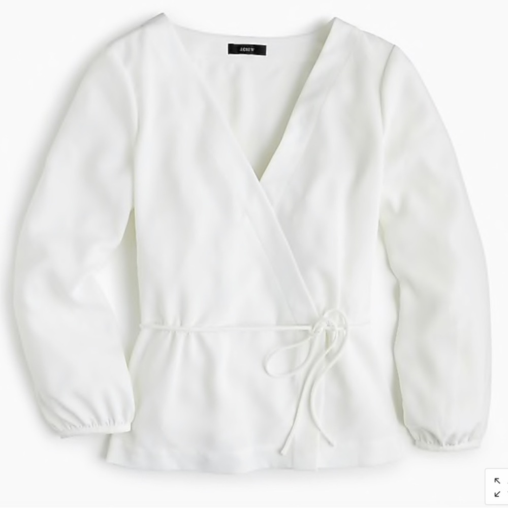 J. Crew V-Neck Drapey Crepe Faux-Wrap Top